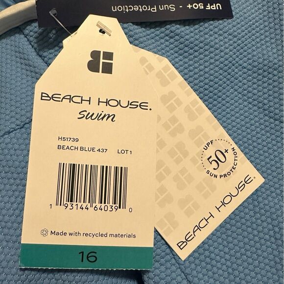 Beach House Women’s 16 Lexi Textured Underwire Tankini Top Supportive Blue NWT - Picture 6 of 7
